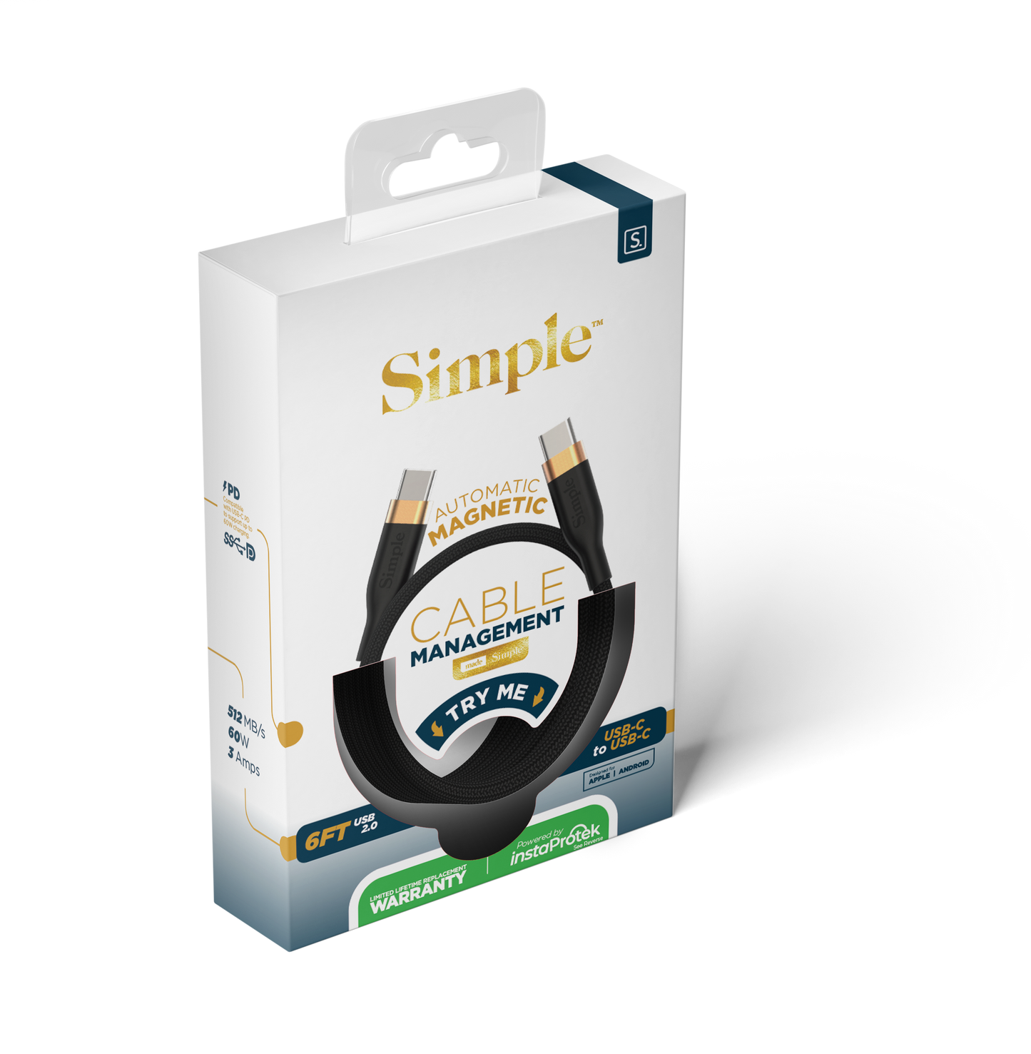 MAGNETIC || 4 Ft || Lightning (Apple) with USB-C Connector