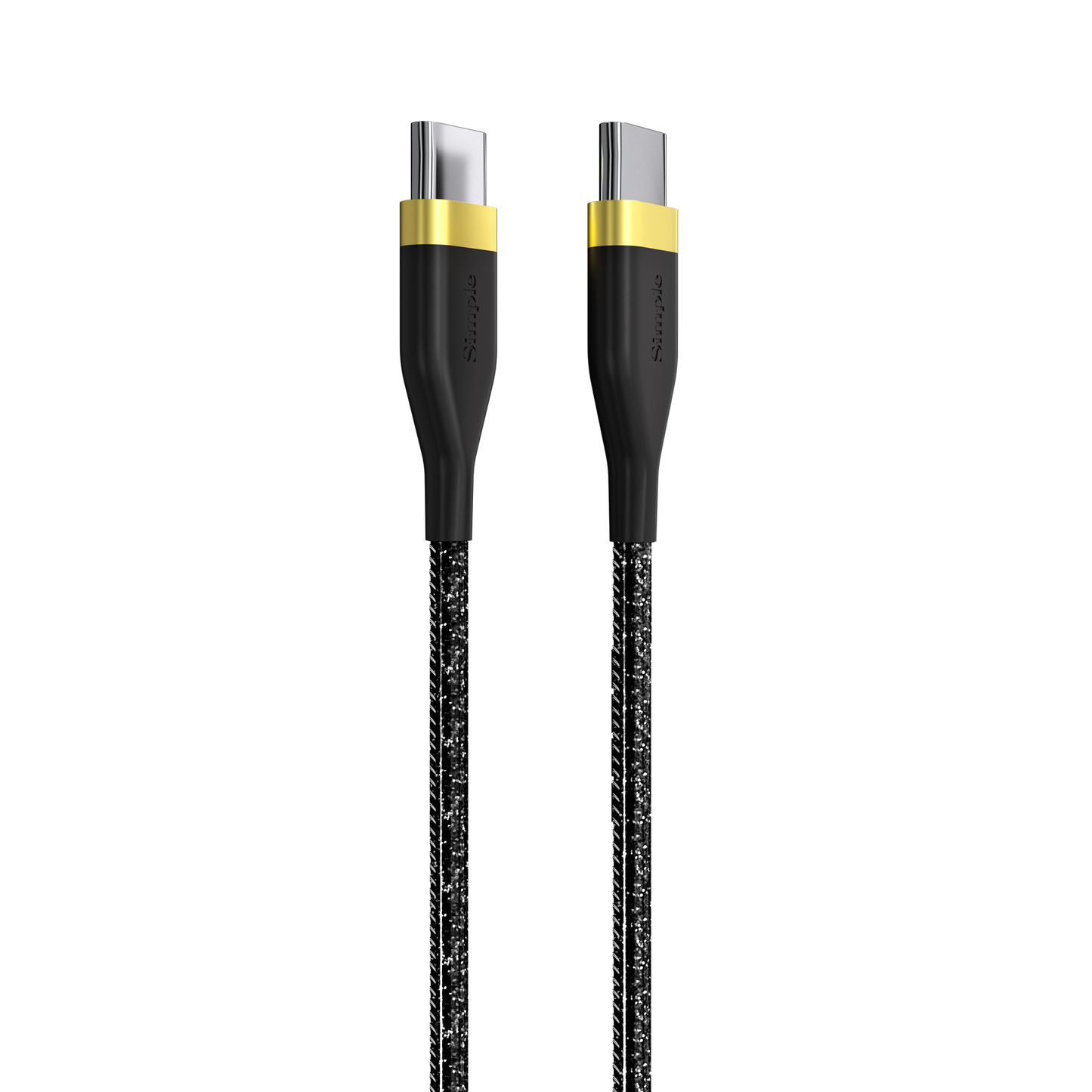 Black Glitter Fashion / 6 Ft - USB-C Cable with USB-C Connector