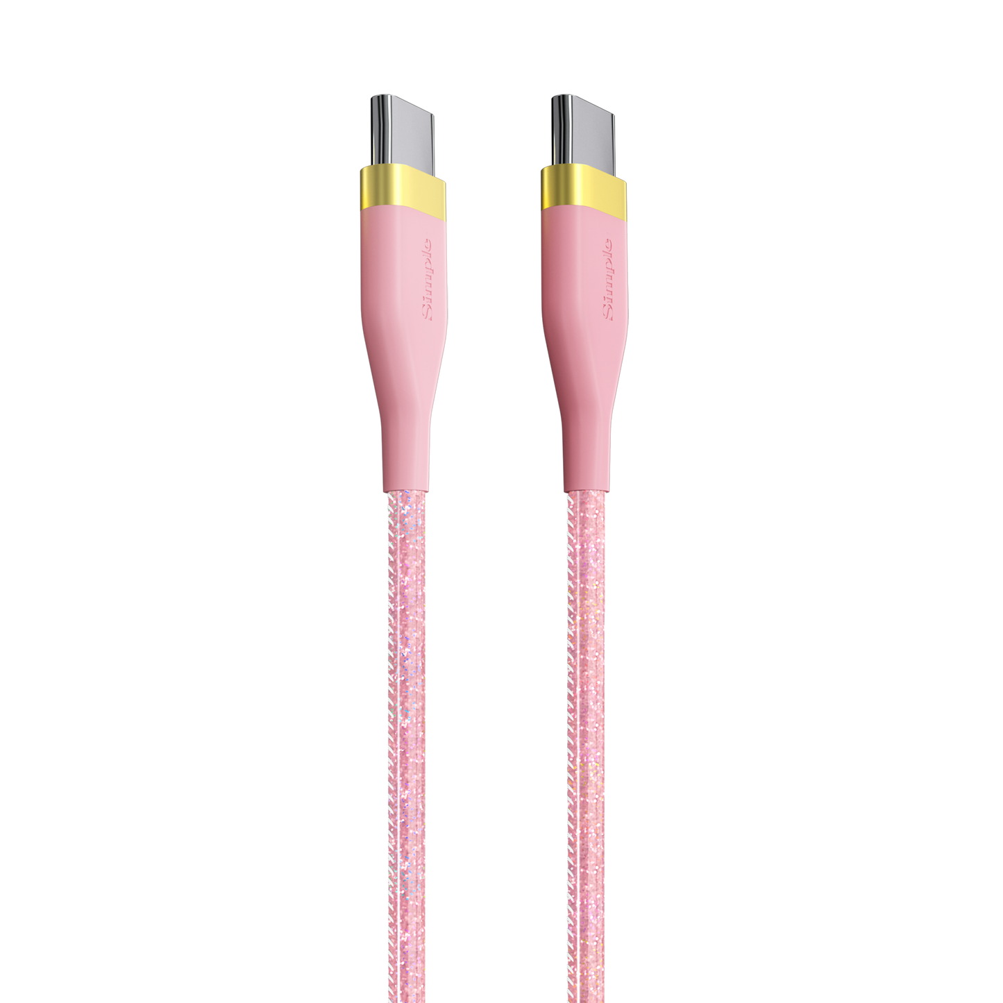 Pink Glitter Fashion / 6 Ft - USB-C Cable with USB-C Connector