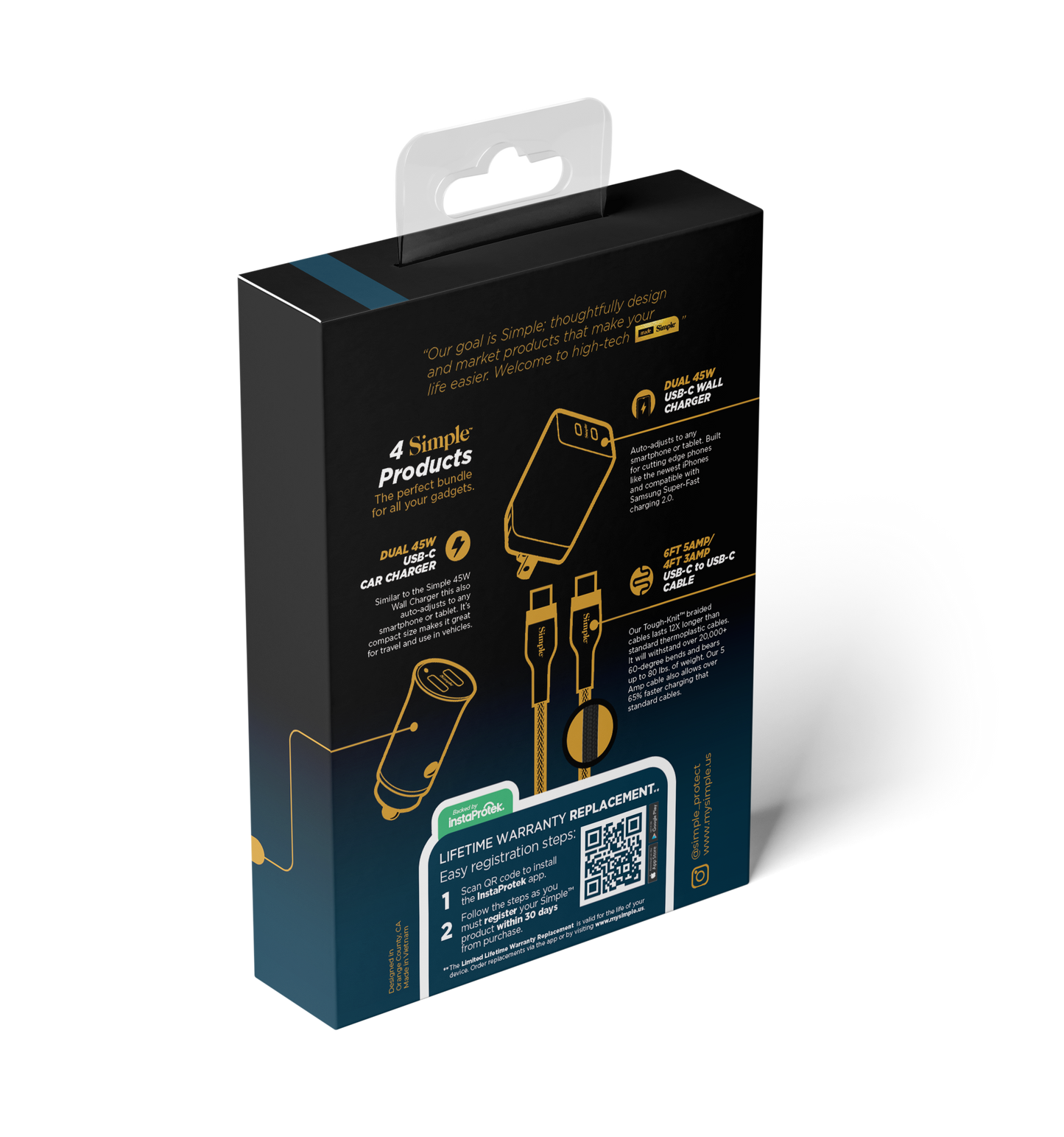 45W Super Fast USB-C 4 Pack Charger/Cable Bundle