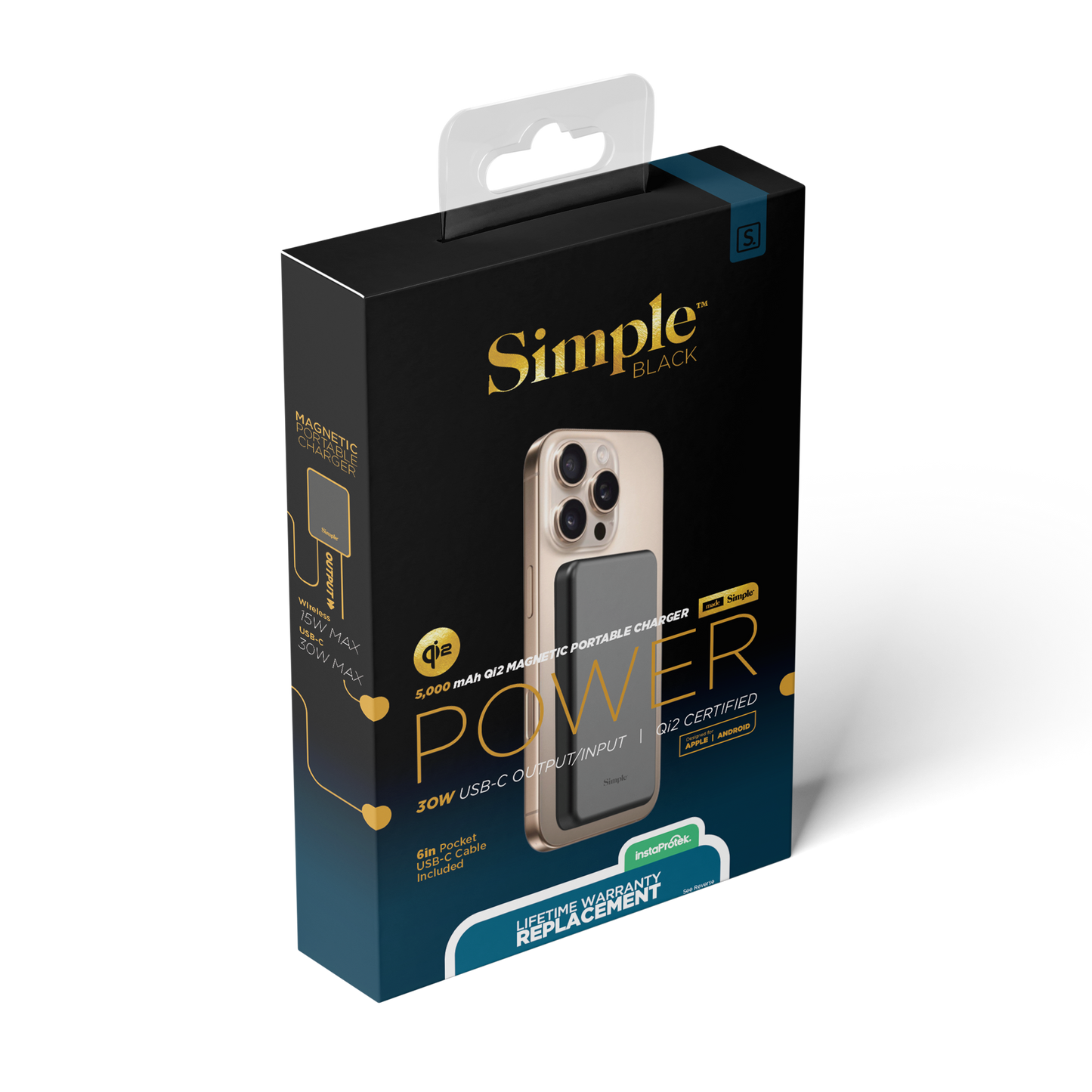 5,000mAh Magnetic Wireless Charging Battery - Simple Black
