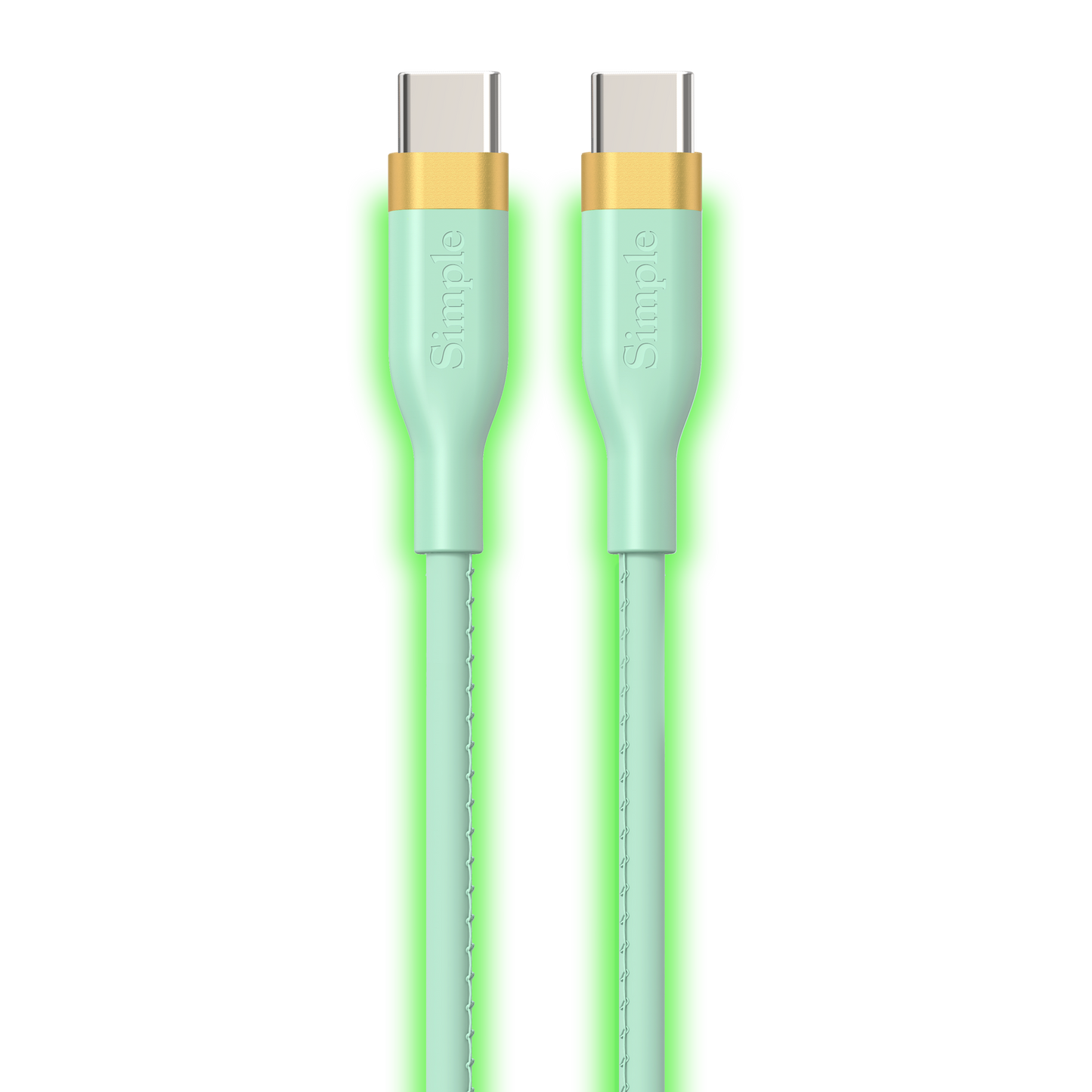Blue Glow in the Dark Braided Fashion / 6 Ft - USB-C Cable with USB-C Connector