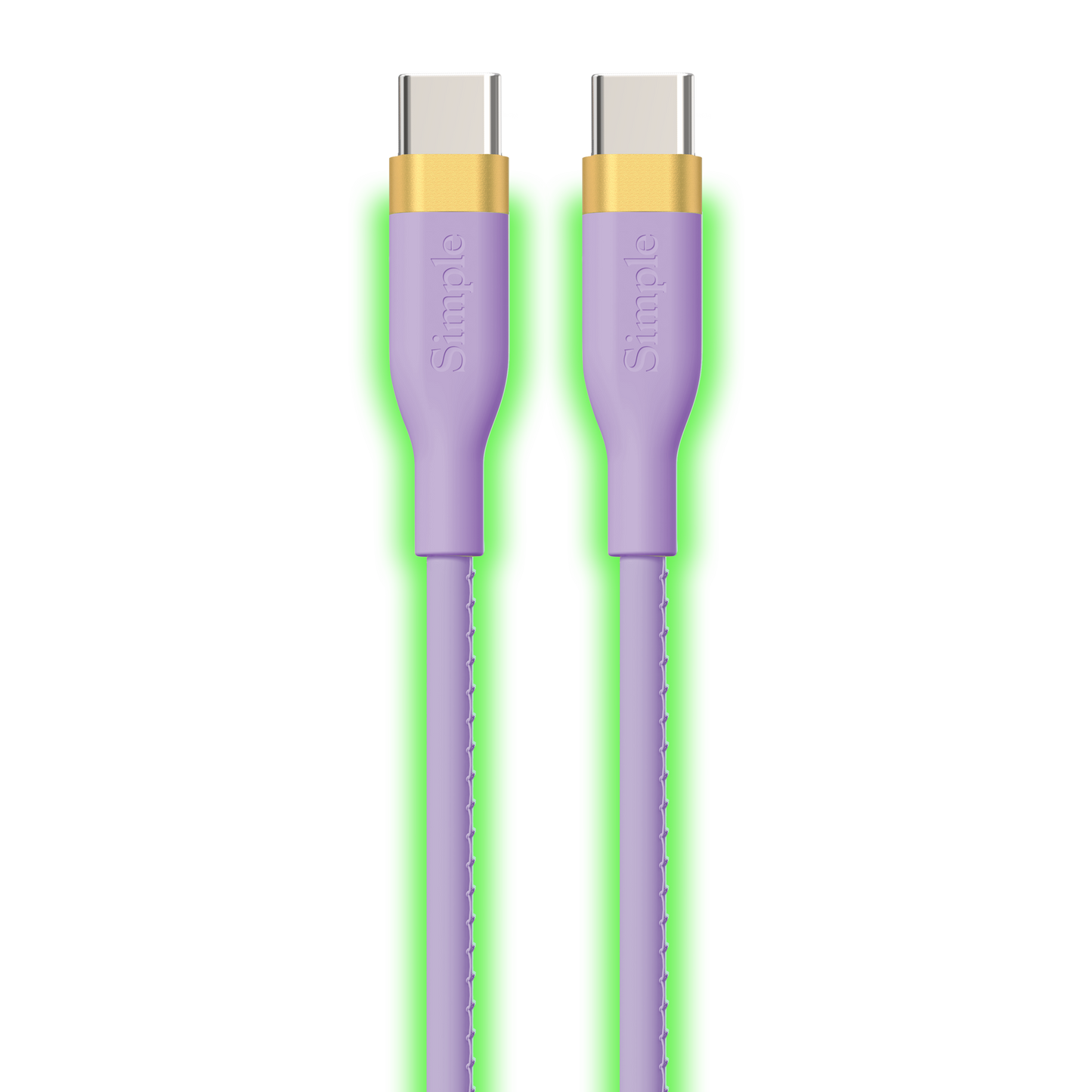 Purple Glow in the Dark Braided Fashion / 6 Ft - USB-C Cable with USB-C Connector