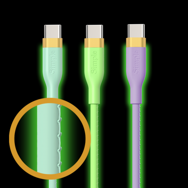 USBグリーン1 Green Glow in the Dark / 6 Ft - USB-C Cable with USB-C Connector