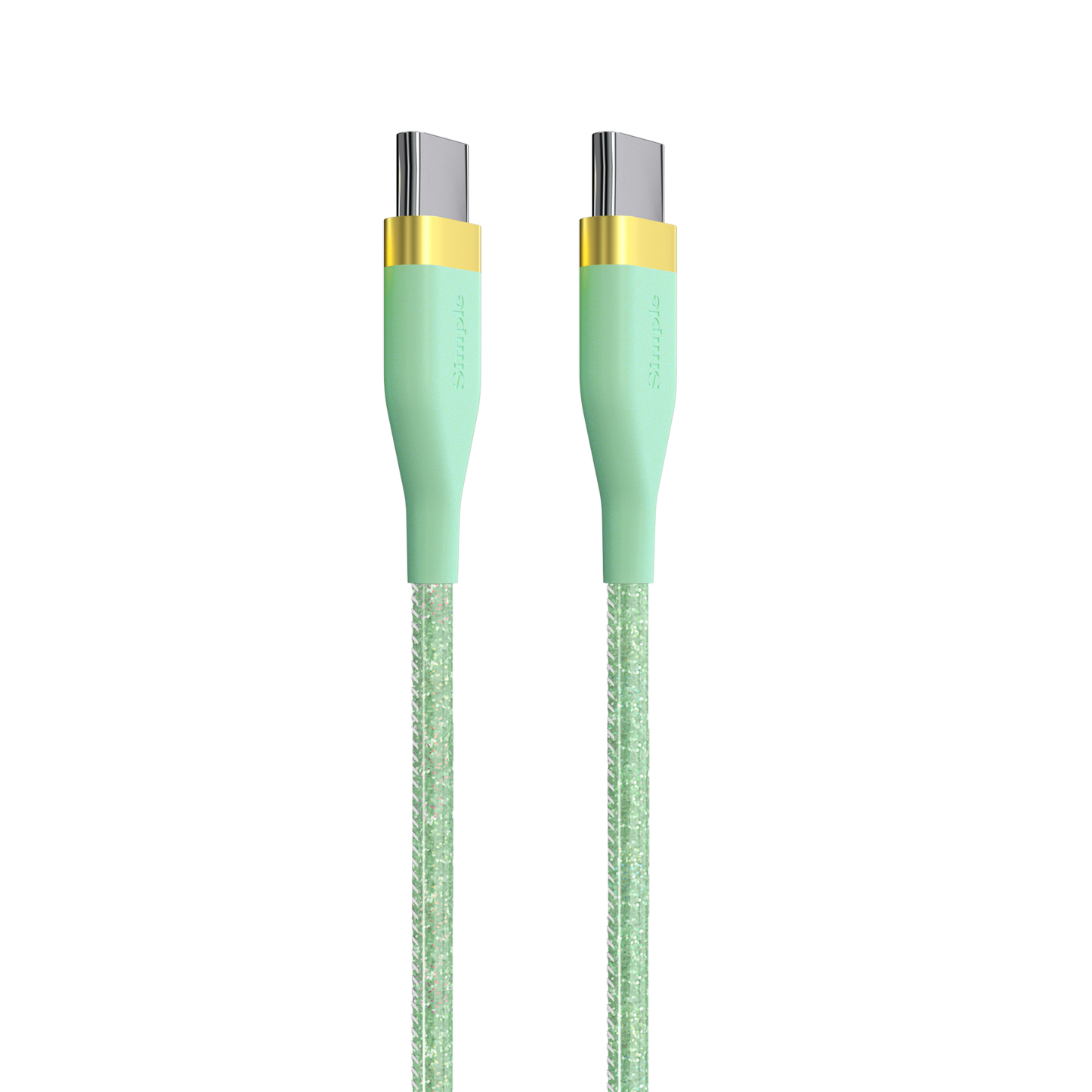 Mint Glitter Fashion / 6 Ft - USB-C Cable with USB-C Connector