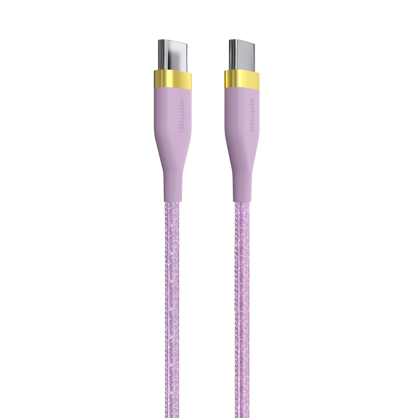 Purple Glitter Fashion / 6 Ft - USB-C Cable with USB-C Connector