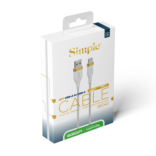 4 Ft - USB-A Cable with USB-C Connector