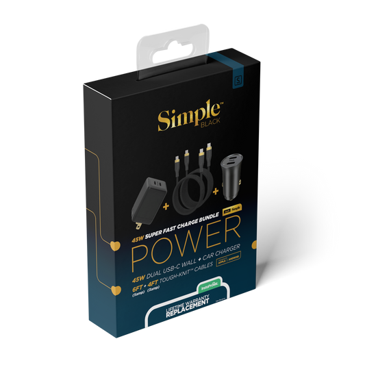 45W Super Fast USB-C 4 Pack Charger/Cable Bundle