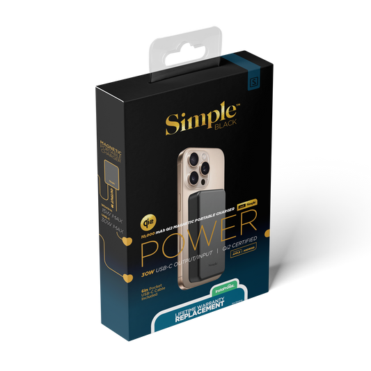 10,000mAh Magnetic Wireless Charging Battery - Simple Black