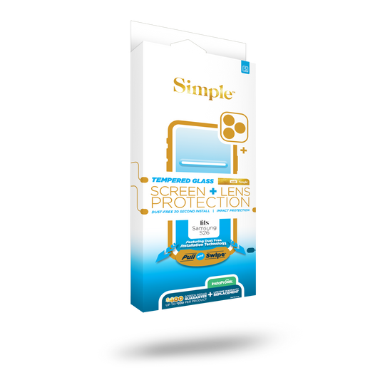 Samsung Galaxy S26 Tempered Glass Screen Protector + Lens Protector ($200 Each - Coverage) Combo