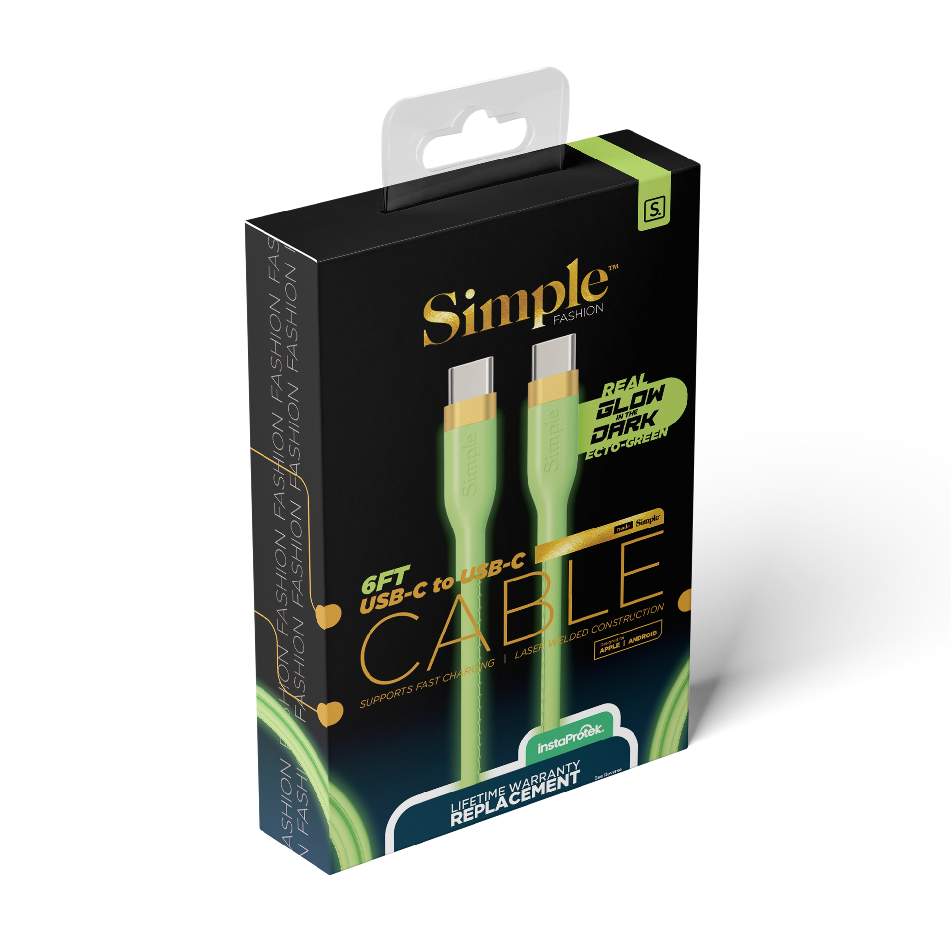 Green Glow in the Dark / 6 Ft - USB-C Cable with USB-C Connector