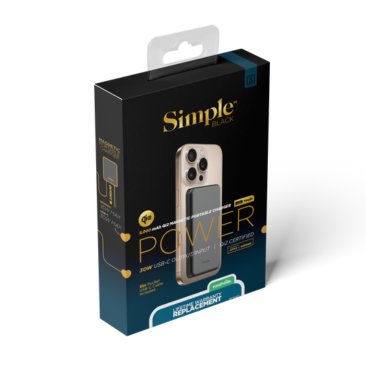 5,000mAh Magnetic Wireless Charging Battery - Simple Black
