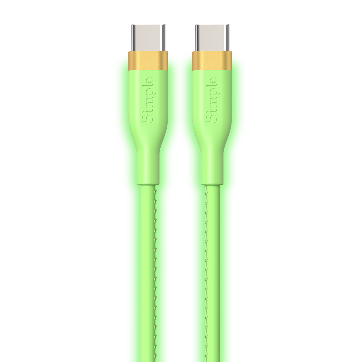 Green Glow in the Dark Braided Fashion / 6 Ft - USB-C Cable with USB-C Connector
